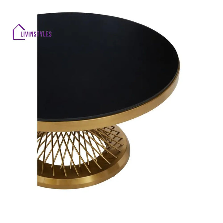 Dimple Glass Top Round Coffee Table For Living Room
