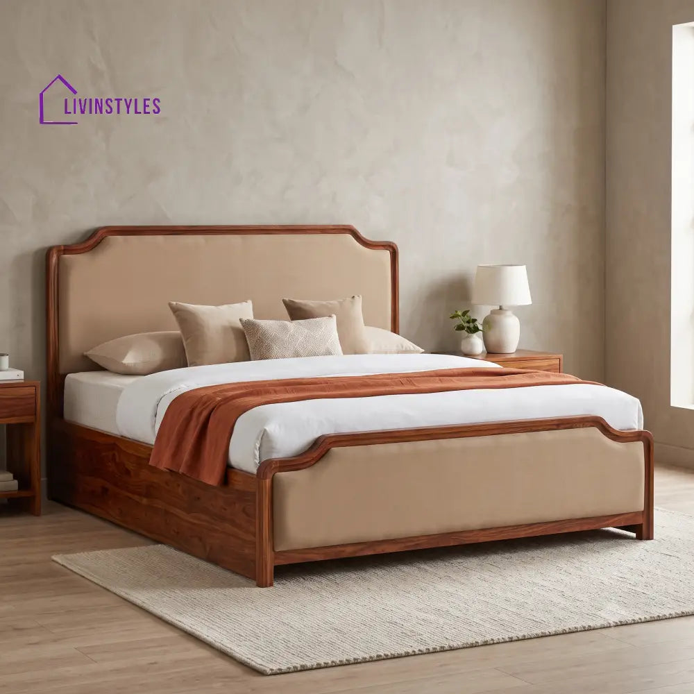 Dinesh Premium Sheesham Wood King Size Hydraulic Storage Bed