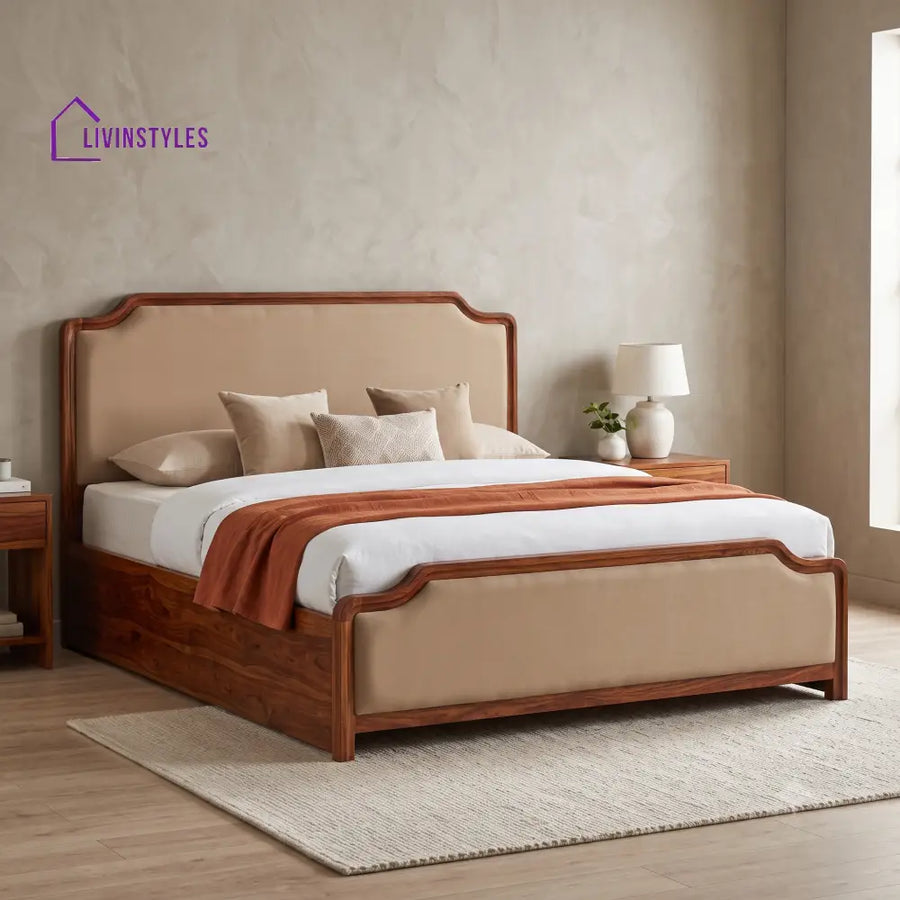 Dinesh Premium Sheesham Wood King Size Hydraulic Storage Bed