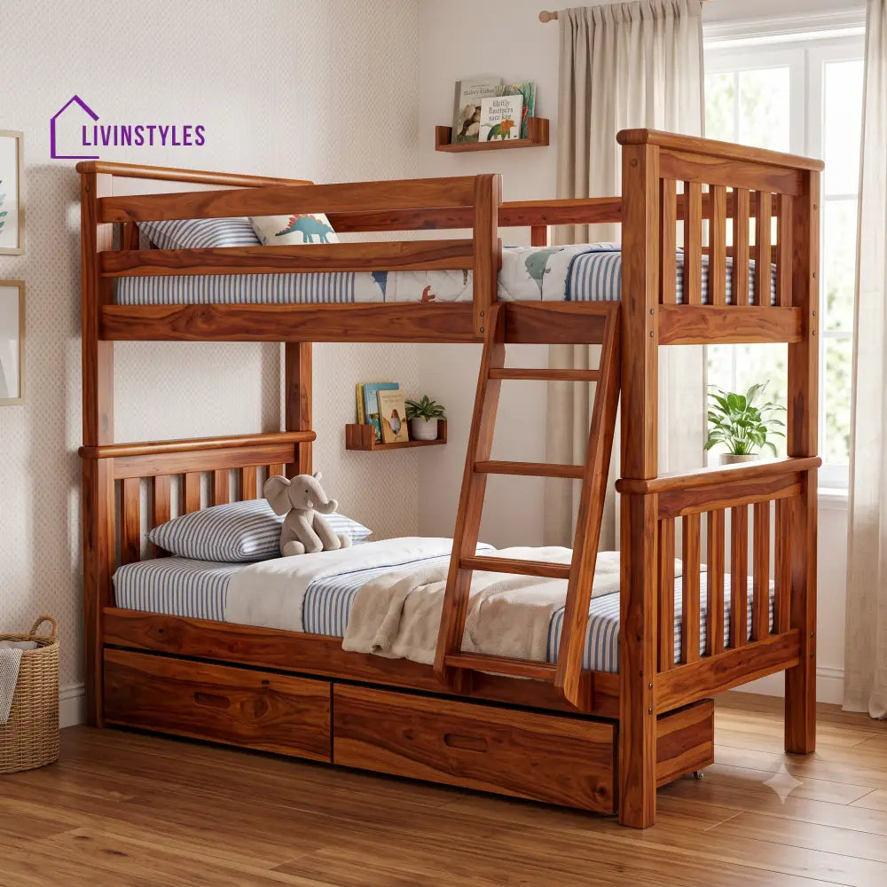 Dinesh Sheesham Wood Bunk Bed With Storage | Kids Bed