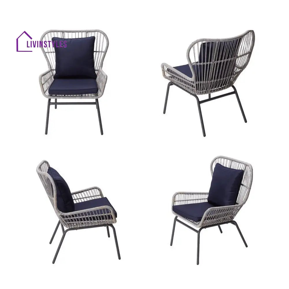 Dino Outdoor Patio Seating Set 2 Chairs and 1 Table Set (Silver) - Coffee Table Sets
