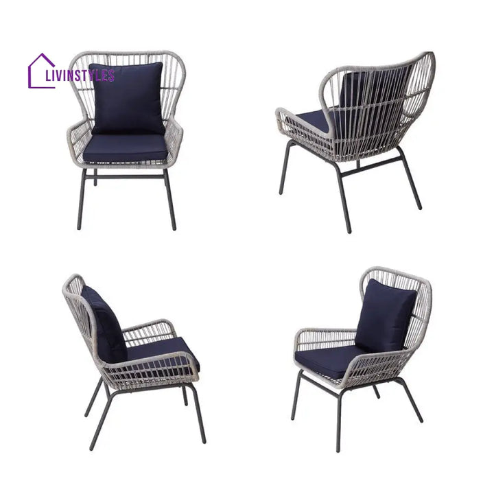 Dino Outdoor Patio Seating Set 2 Chairs and 1 Table Set (Silver) - Coffee Table Sets