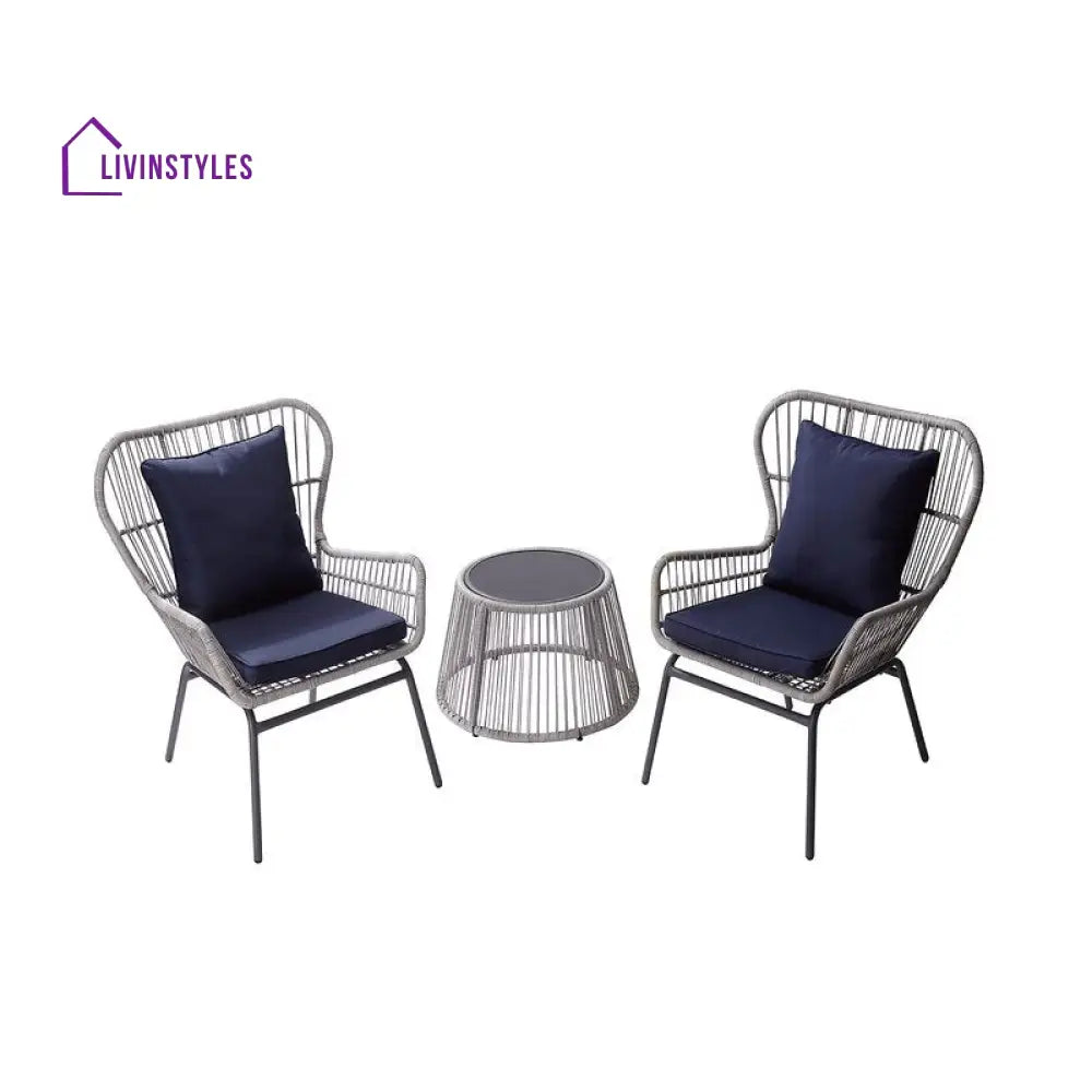 Dino Outdoor Patio Seating Set 2 Chairs and 1 Table Set (Silver) - Coffee Table Sets