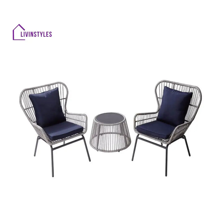 Dino Outdoor Patio Seating Set 2 Chairs and 1 Table Set (Silver) - Coffee Table Sets