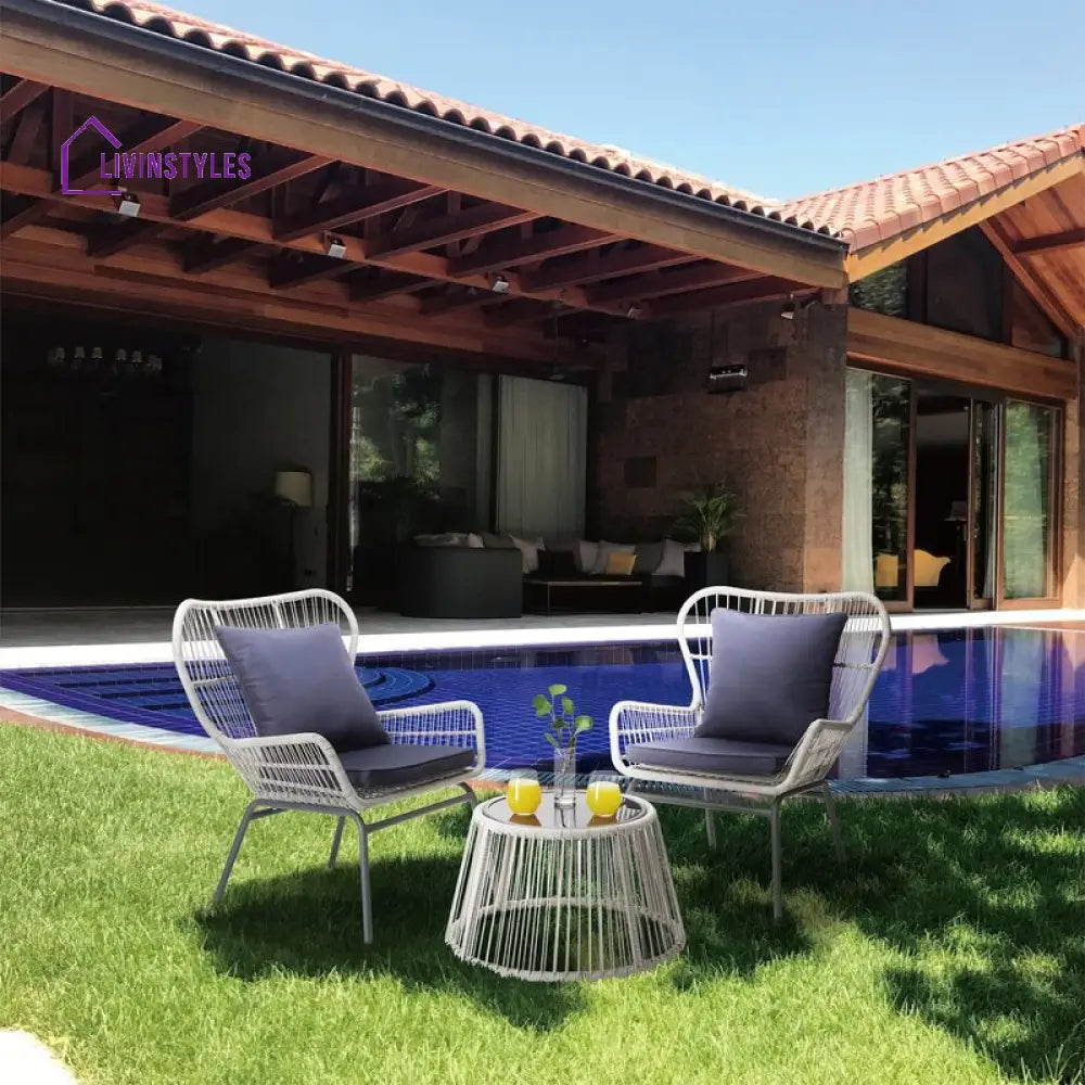 Dino Outdoor Patio Seating Set 2 Chairs and 1 Table Set (Silver) - Coffee Table Sets