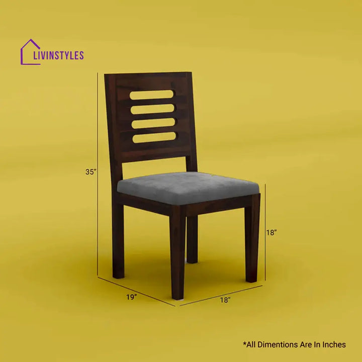 Disha Sheesham Wood Dining Chair With Cushion - Set Of 2 (Walnut Finish)