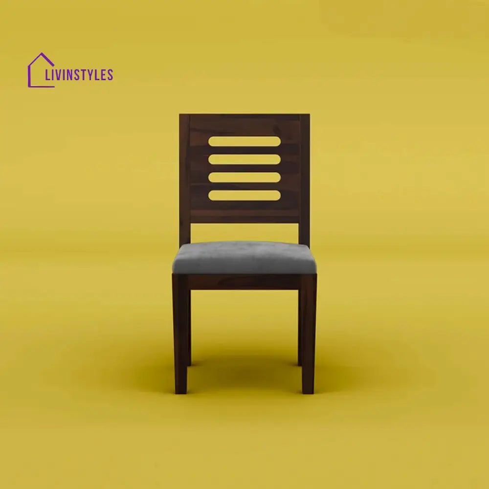 Disha Sheesham Wood Dining Chair With Cushion - Set Of 2 (Walnut Finish)