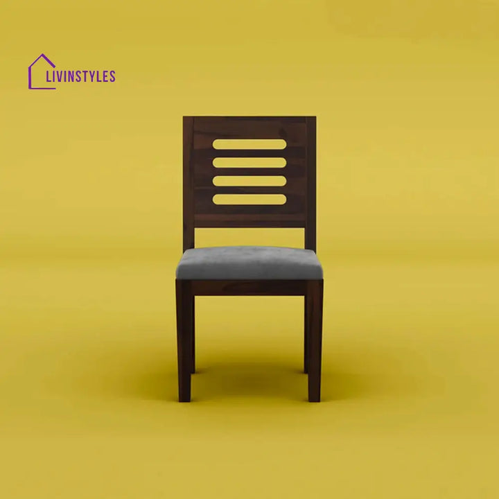 Disha Sheesham Wood Dining Chair With Cushion - Set Of 2 (Walnut Finish)
