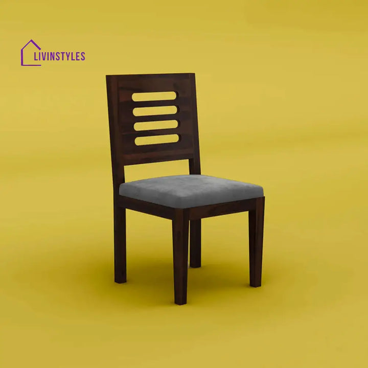 Disha Sheesham Wood Dining Chair With Cushion - Set Of 2 (Walnut Finish)