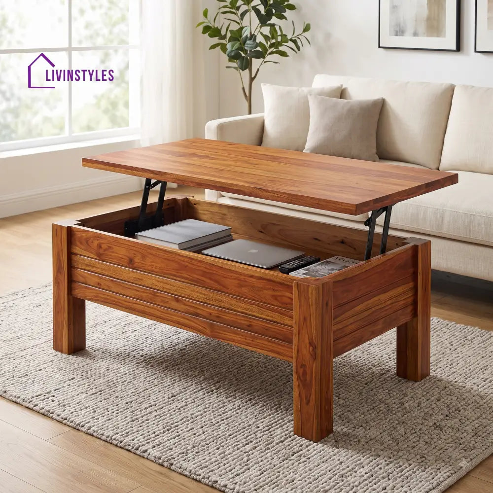 Disha Sheesham Wood Lift Top Coffee Table for Living Room