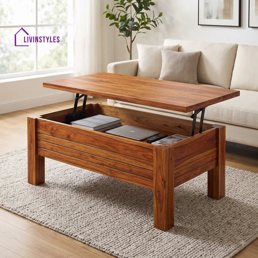 Disha Sheesham Wood Lift Top Coffee Table for Living Room