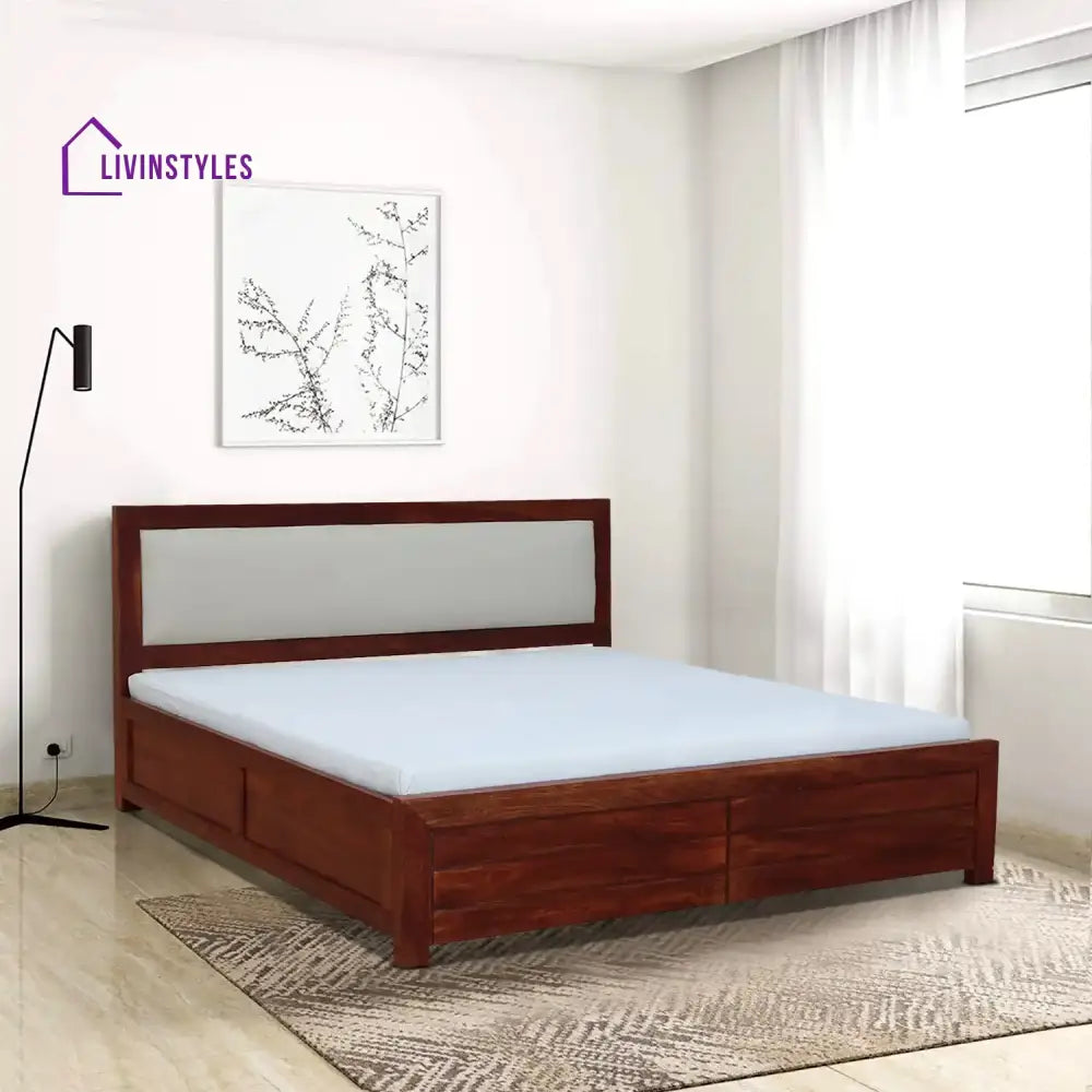 Moscow Solid Wood Hydraulic Storage Beds Queen / Honey Bedroom Furniture Sets