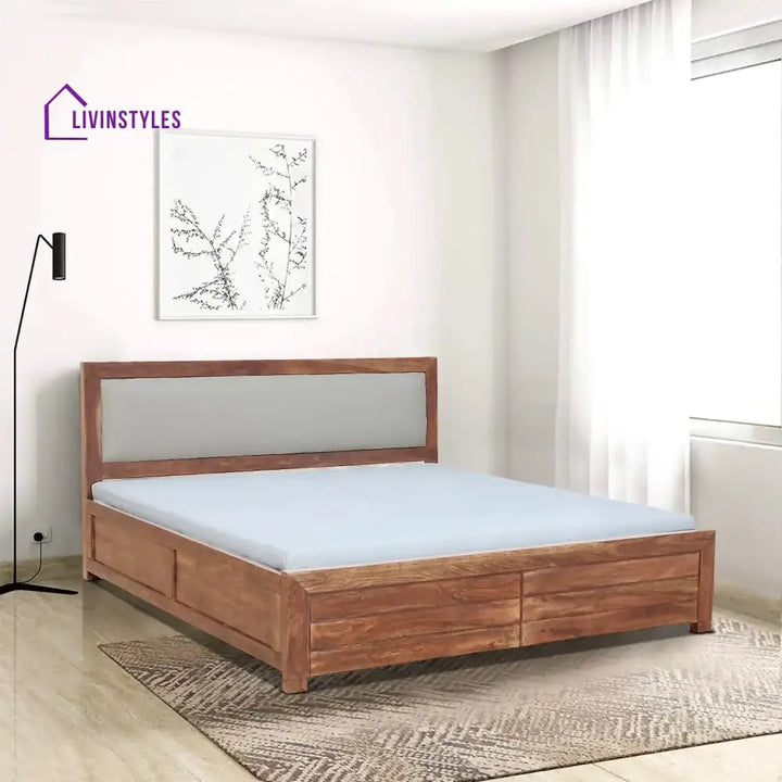 Moscow Solid Wood Hydraulic Storage Beds Queen / Natural Bedroom Furniture Sets
