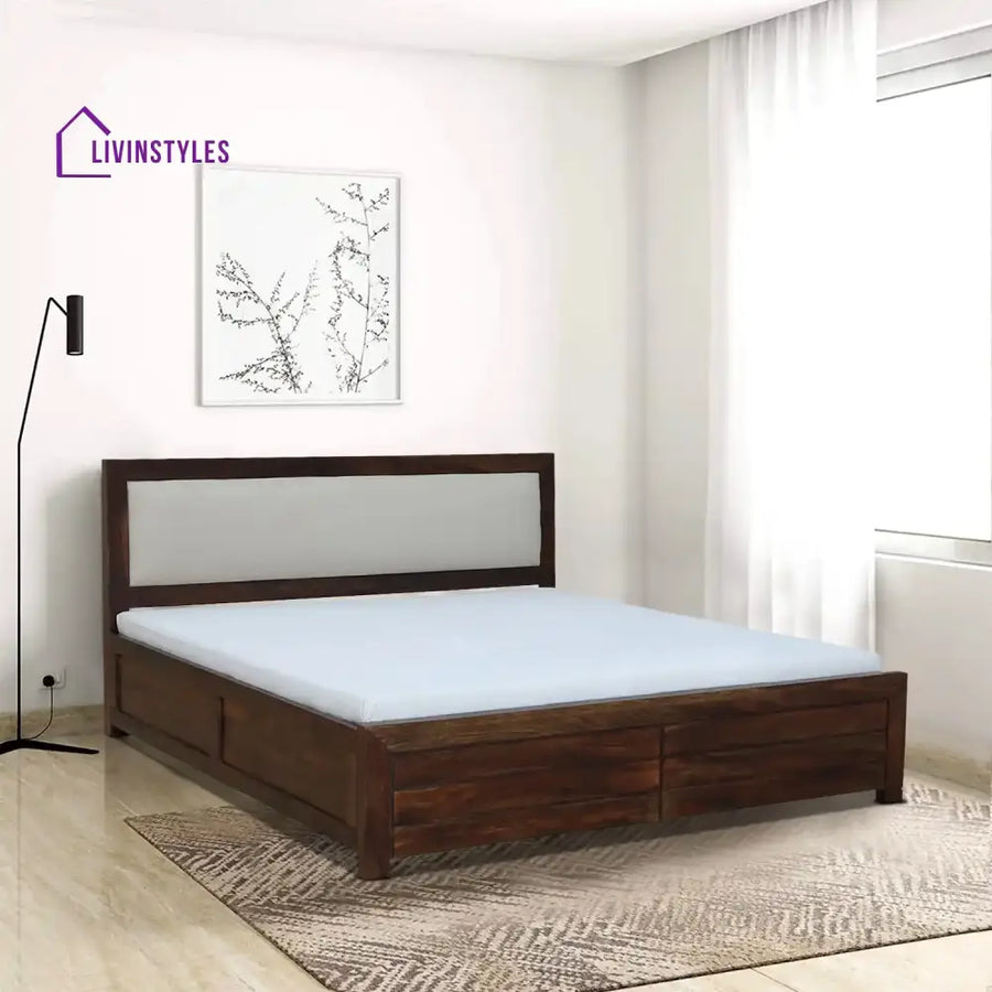 Moscow Solid Wood Hydraulic Storage Beds Queen / Teak Bedroom Furniture Sets