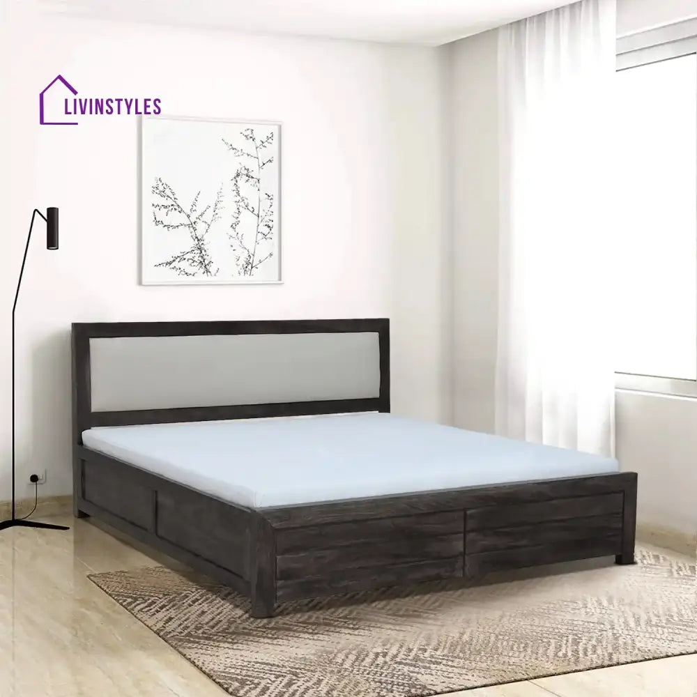 Moscow Solid Wood Hydraulic Storage Beds Queen / Walnut Bedroom Furniture Sets