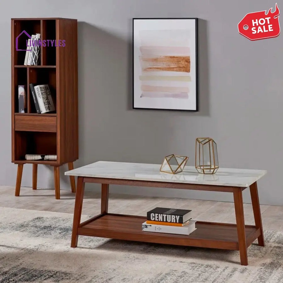 Disha Solid Wood Coffee Table for Marble Top for Living Room
