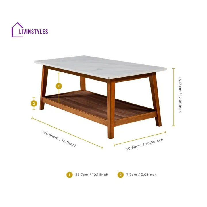Disha Solid Wood Coffee Table for Marble Top for Living Room