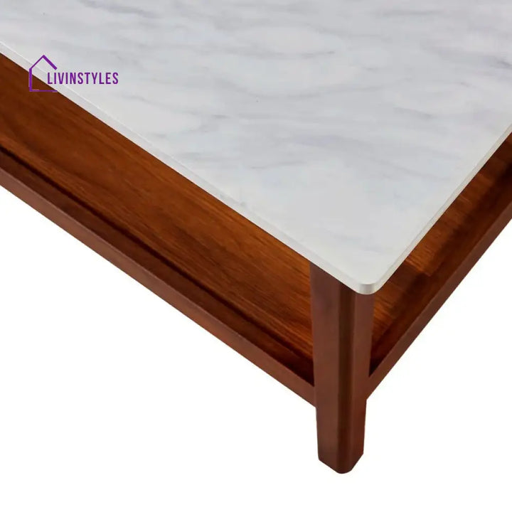 Disha Solid Wood Coffee Table for Marble Top for Living Room