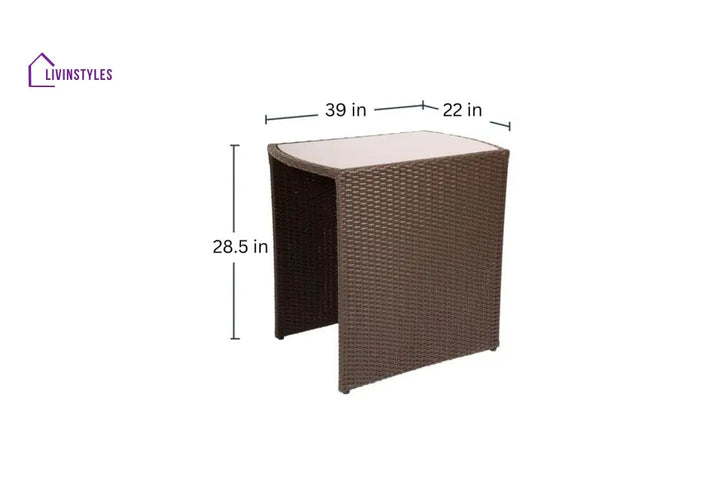 Diski Outdoor Patio Seating Set 2 Chairs and 1 Table Set (Brown) - Coffee Table Sets