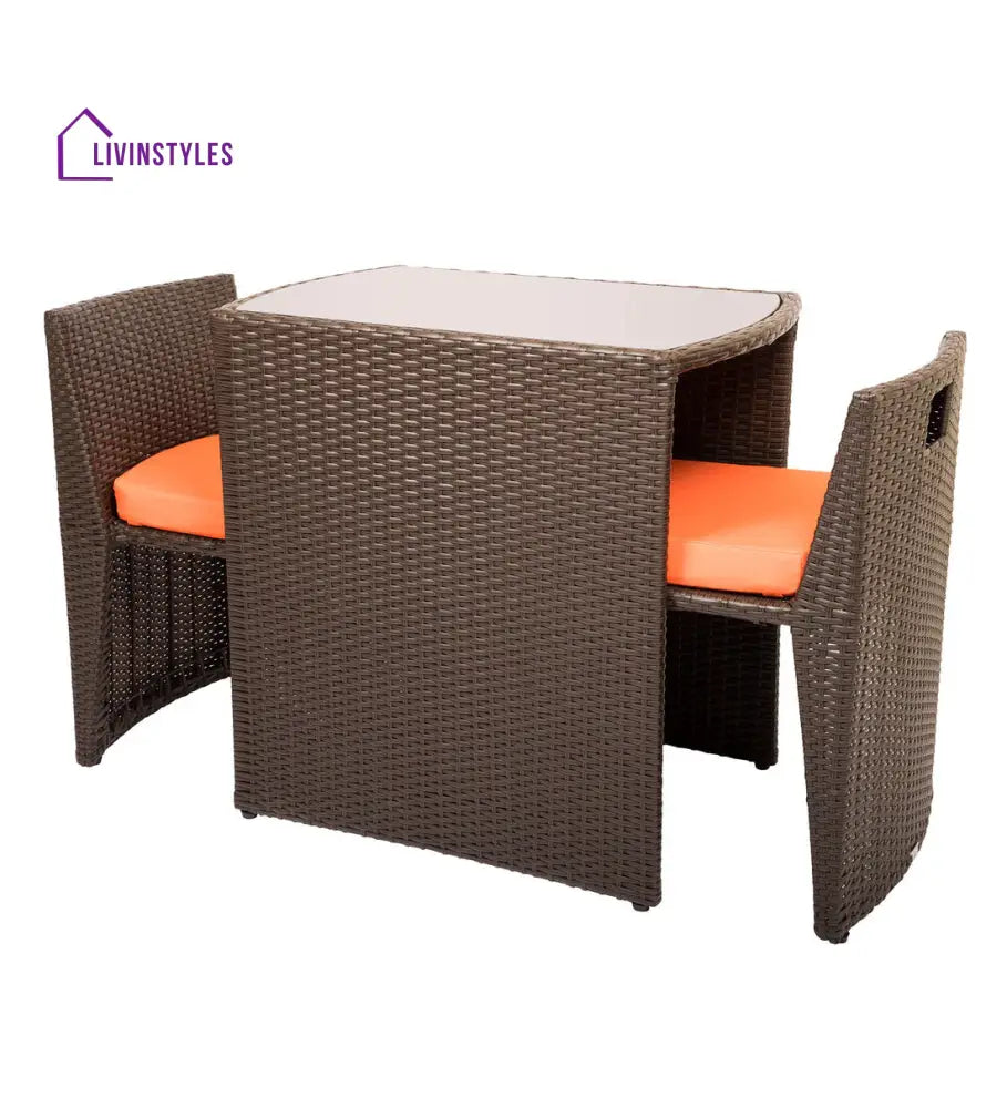 Diski Outdoor Patio Seating Set 2 Chairs and 1 Table Set (Brown) - Coffee Table Sets