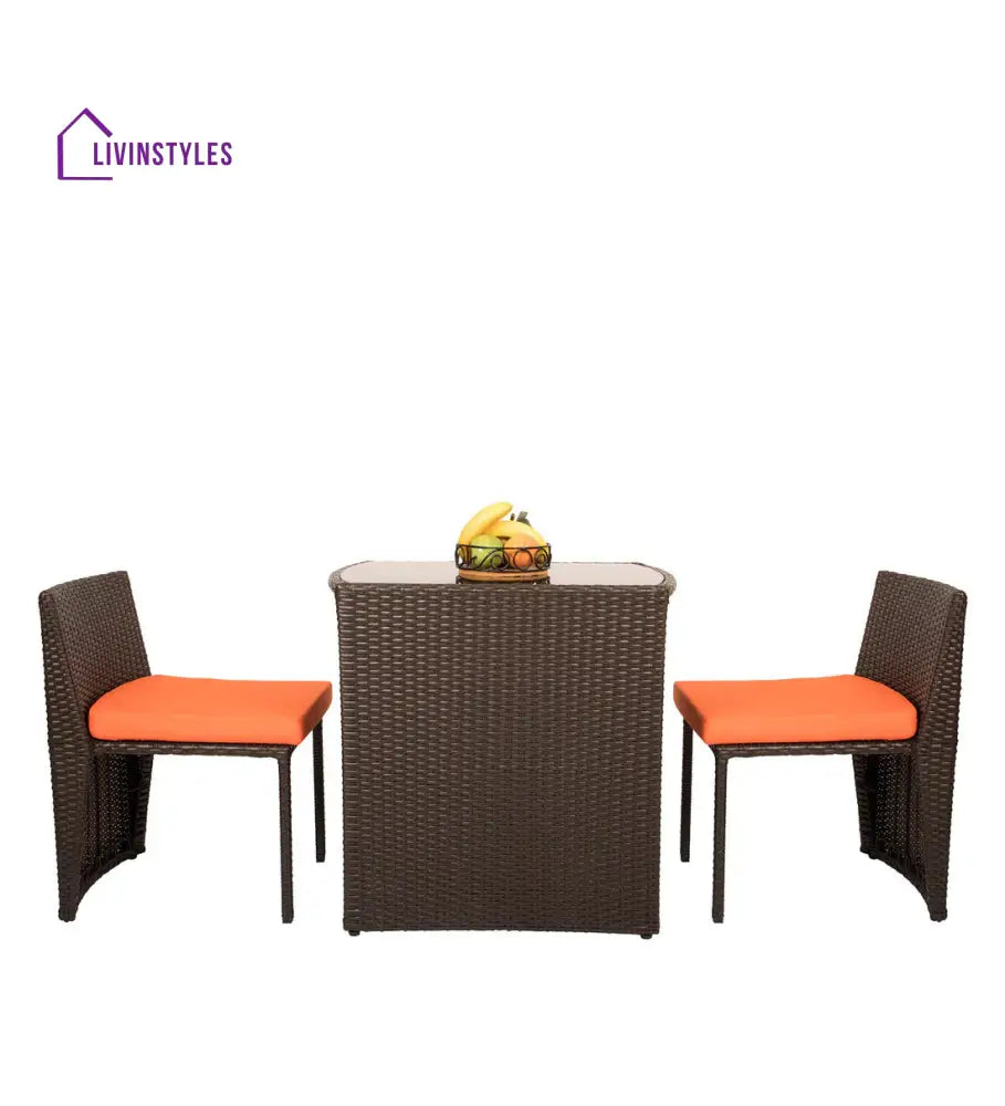 Diski Outdoor Patio Seating Set 2 Chairs and 1 Table Set (Brown) - Coffee Table Sets
