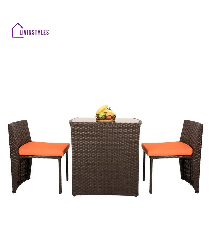 Diski Outdoor Patio Seating Set 2 Chairs and 1 Table Set (Brown) - Coffee Table Sets
