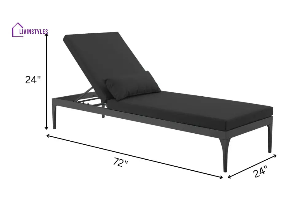 Disla Outdoor Swimming Poolside Lounger (Black) Set of 2 - Loungers