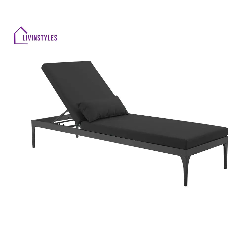Disla Outdoor Swimming Poolside Lounger (Black) Set of 2 - Loungers