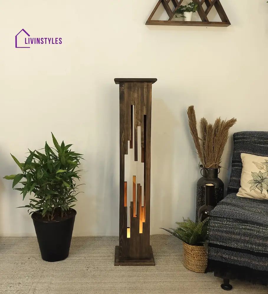 Disperse Wooden Floor Lamp With Brown Base Lamps