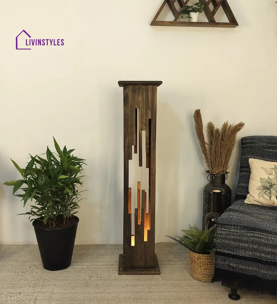 Disperse Wooden Floor Lamp With Brown Base Lamps