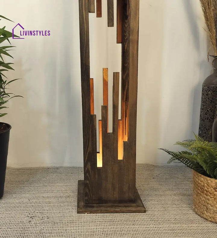 Disperse Wooden Floor Lamp With Brown Base Lamps