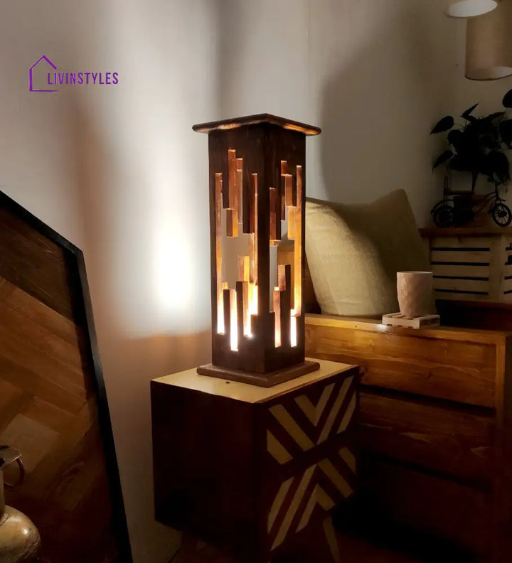 Disperse Wooden Table Lamp With Brown Base Lamps