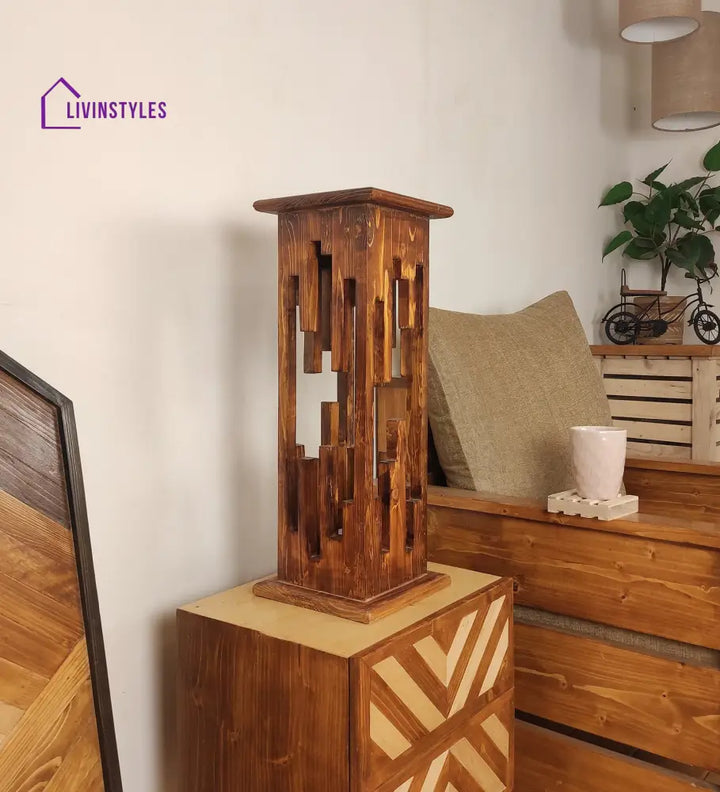 Disperse Wooden Table Lamp With Brown Base Lamps