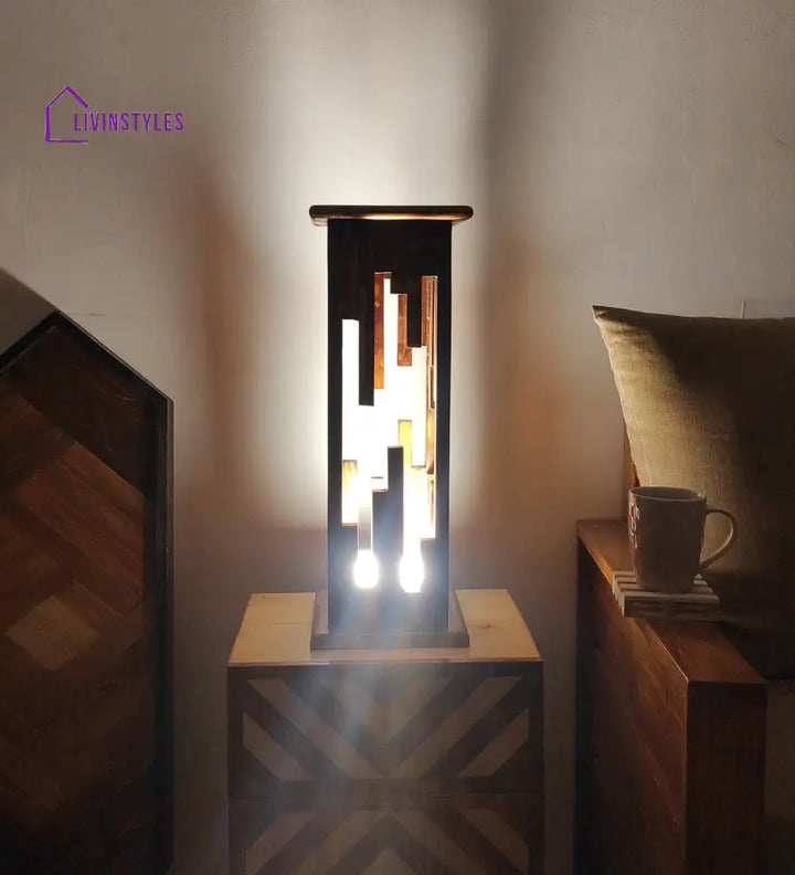 Disperse Wooden Table Lamp With Brown Base Lamps