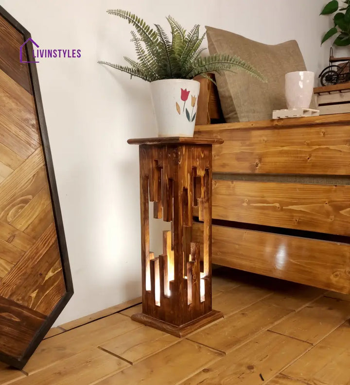 Disperse Wooden Table Lamp With Brown Base Lamps