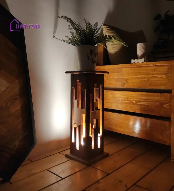 Disperse Wooden Table Lamp With Brown Base Lamps