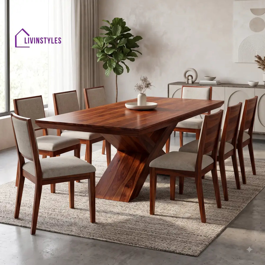 Divya Premium Solid Wood 8 Seater Dining Table Set