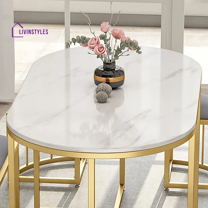 Divya Stainless Steel Pvd Coated 6 Seater Dining Table Set