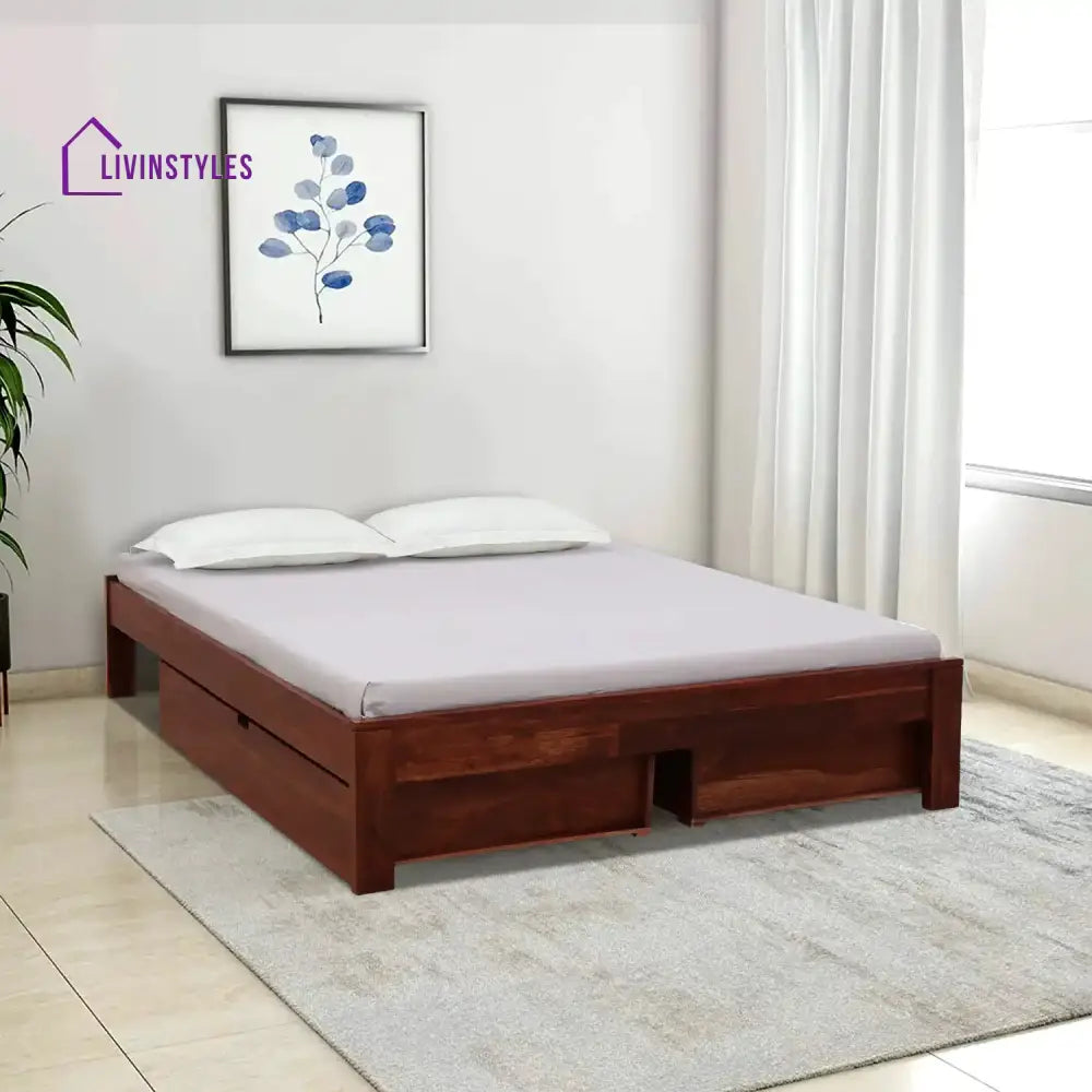 Divyam Sheesham Wood Storage Beds With Drawers Queen / Honey Bedroom Furniture Sets