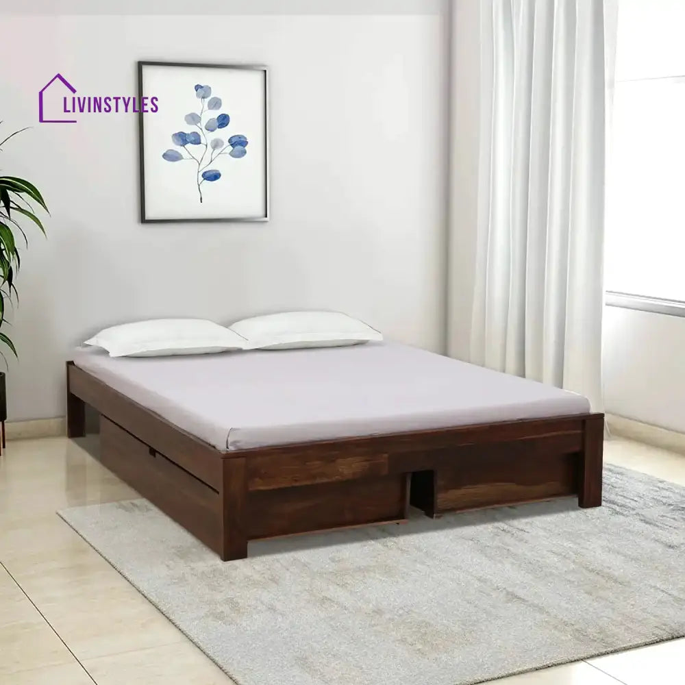 Divyam Sheesham Wood Storage Beds With Drawers Queen / Teak Bedroom Furniture Sets