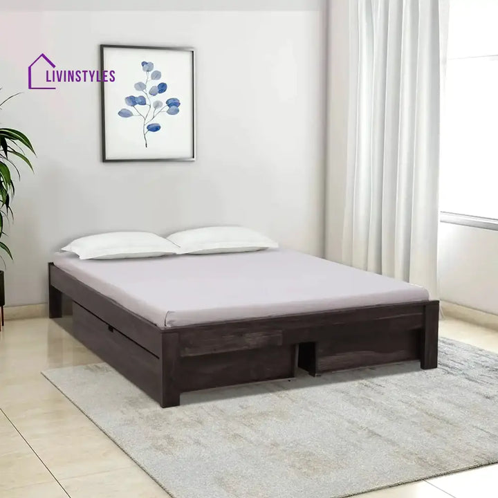 Divyam Sheesham Wood Storage Beds With Drawers Queen / Walnut Bedroom Furniture Sets