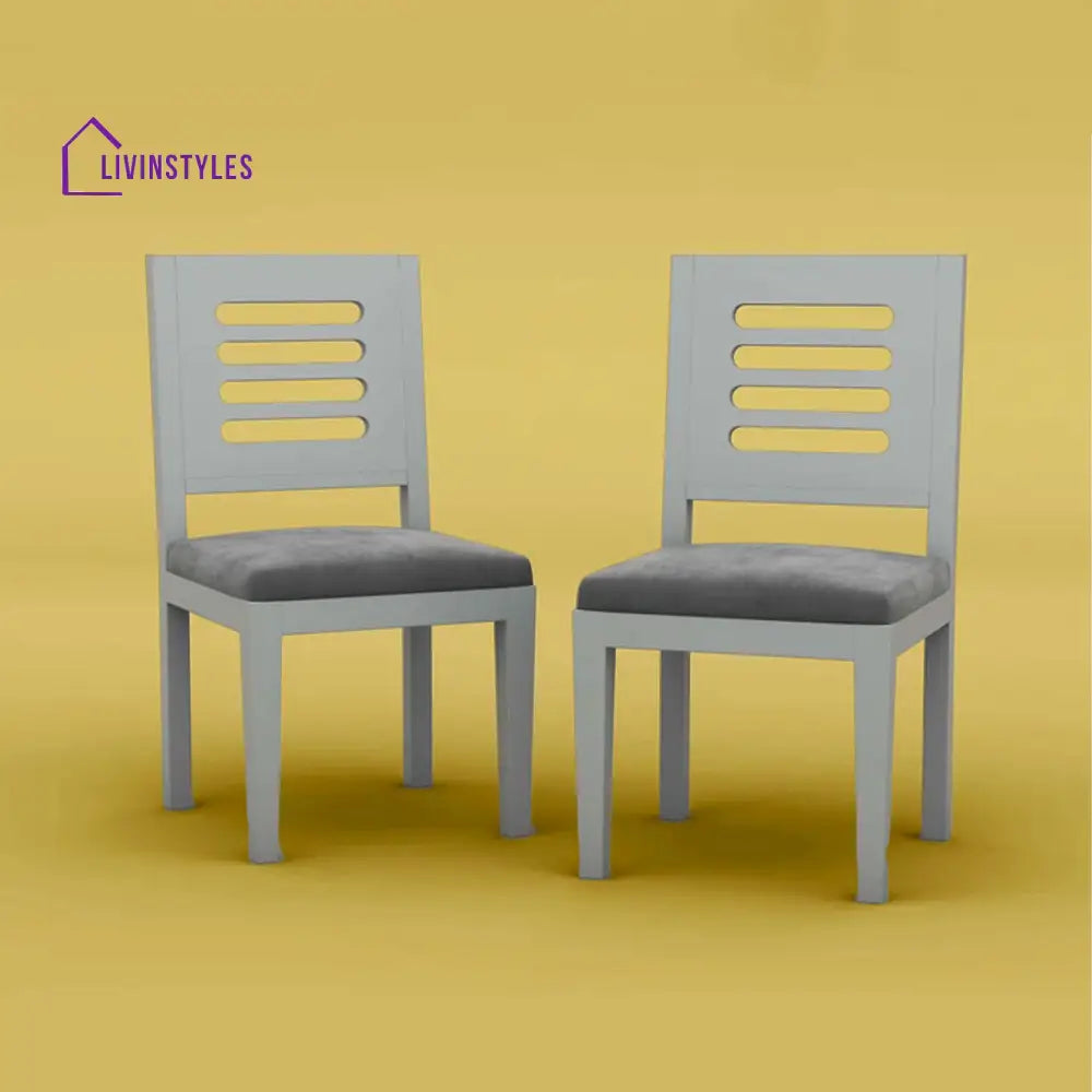 Divyansh Sheesham Wood Dining Chair With Cushion - Set Of 2 (Gray Finish)