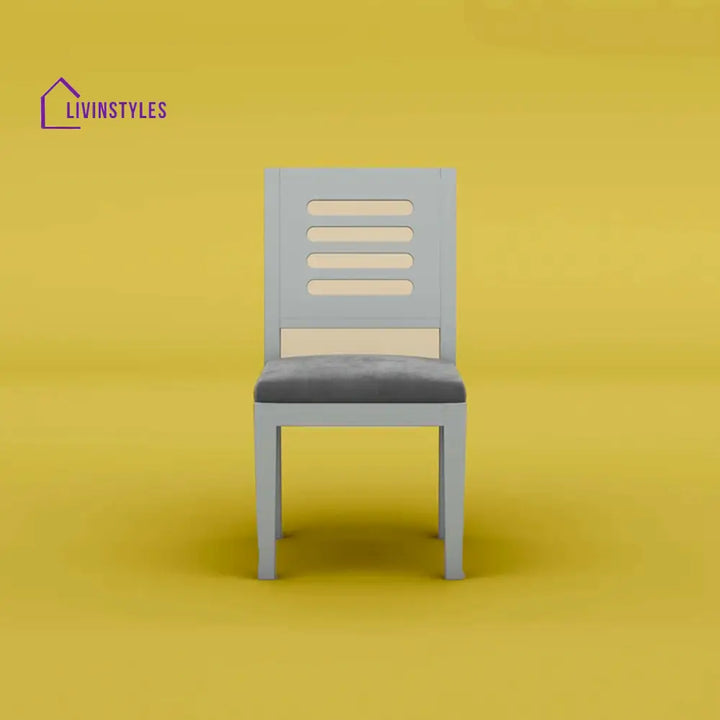 Divyansh Sheesham Wood Dining Chair With Cushion - Set Of 2 (Gray Finish)
