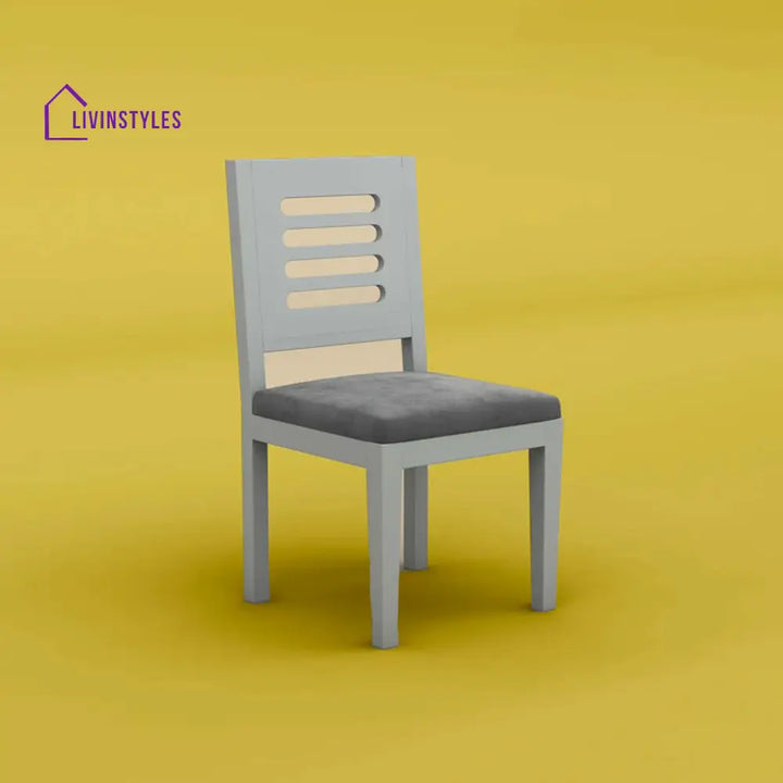 Divyansh Sheesham Wood Dining Chair With Cushion - Set Of 2 (Gray Finish)