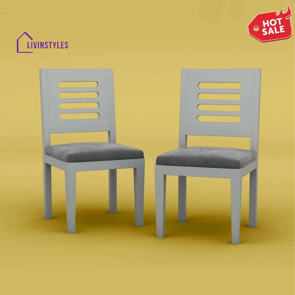 Divyansh Sheesham Wood Dining Chair With Cushion - Set Of 2 (Gray Finish)