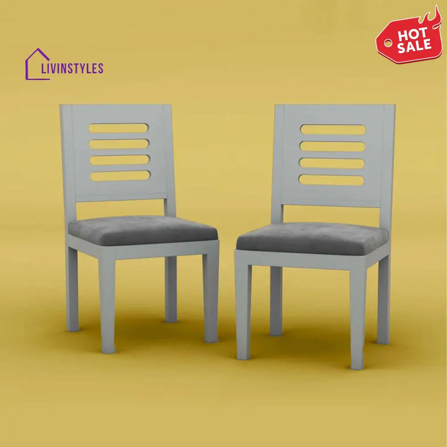 Divyansh Sheesham Wood Dining Chair With Cushion - Set Of 2 (Gray Finish)