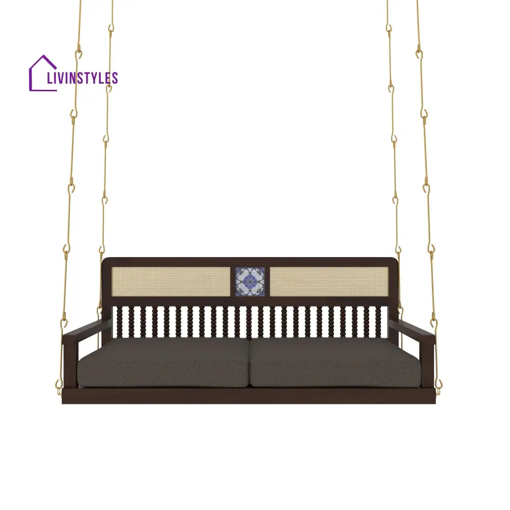 Diya Classic Wooden Swing with Cushioned Comfort and Traditional Detailing Swing
