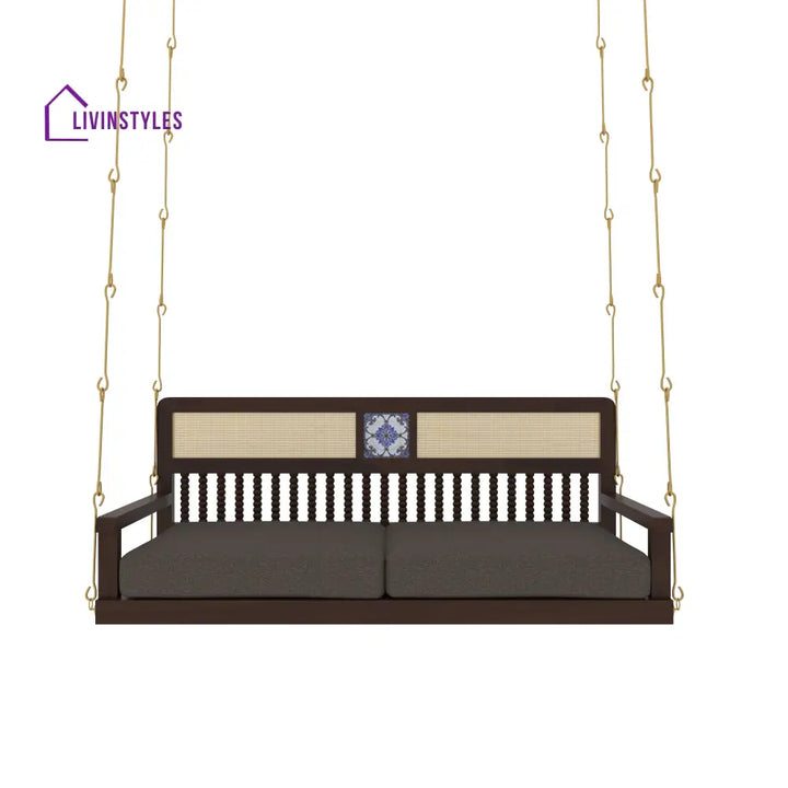 Diya Classic Wooden Swing with Cushioned Comfort and Traditional Detailing Swing