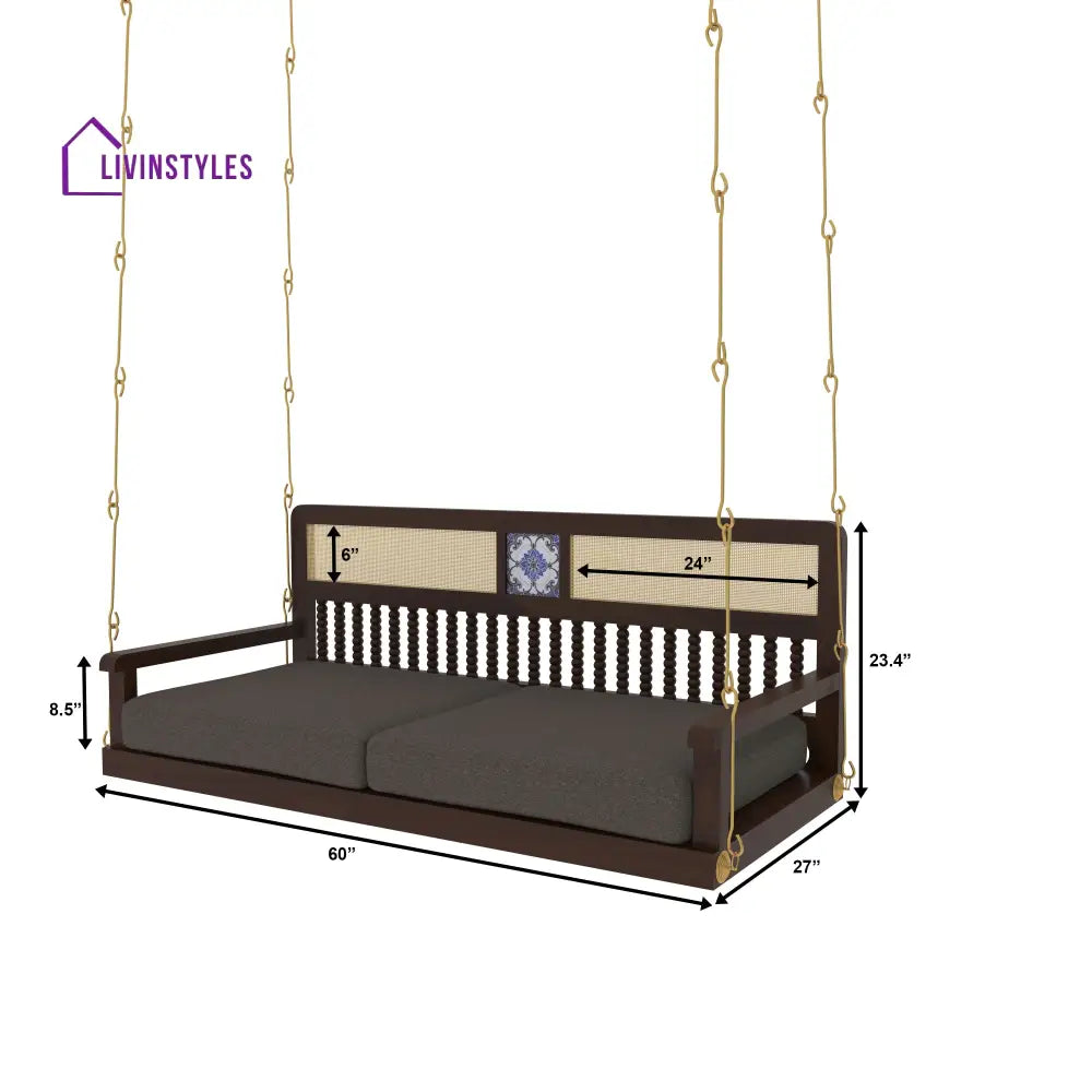 Diya Classic Wooden Swing with Cushioned Comfort and Traditional Detailing Swing
