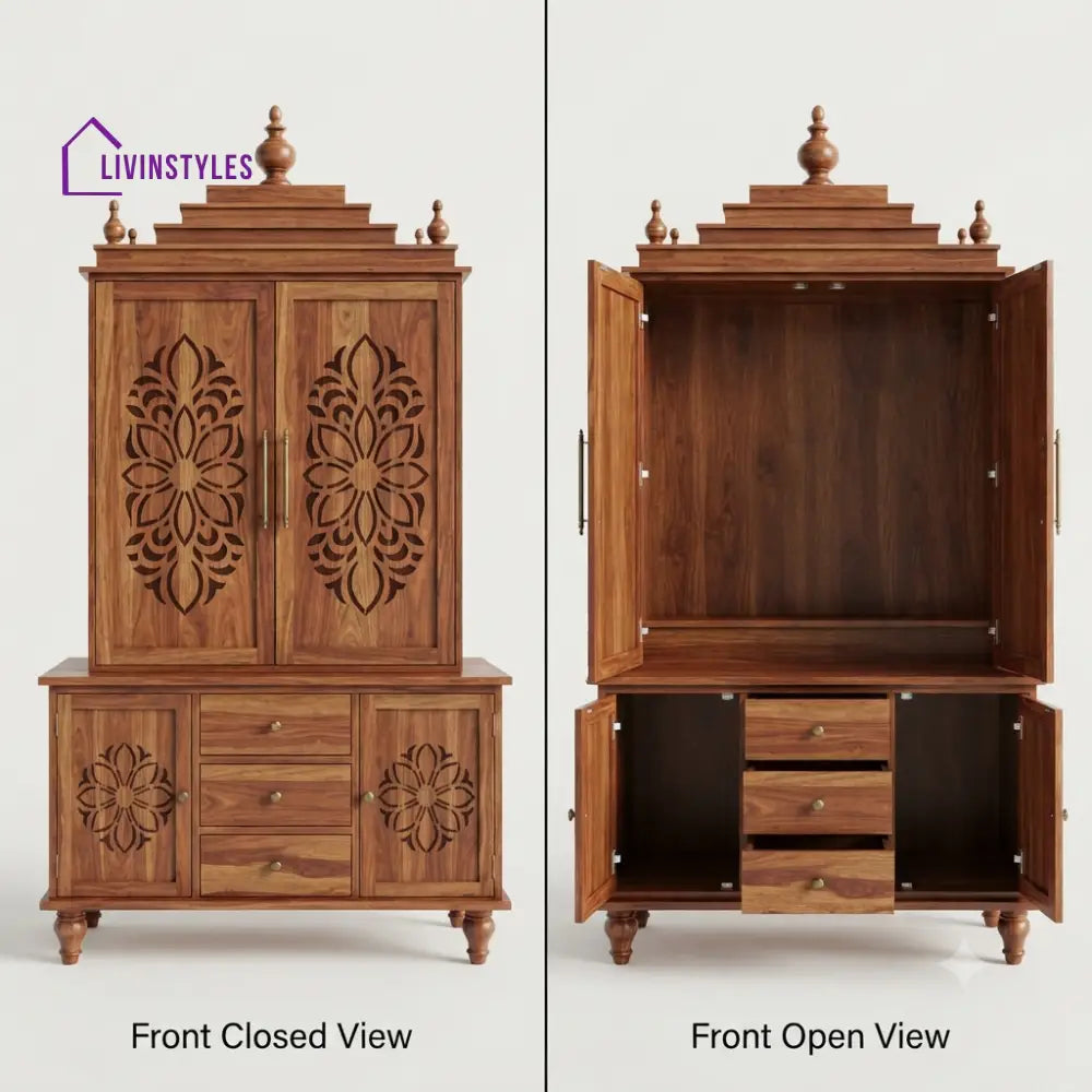 Diya Premium Solid Wood Home Temple | Pooja Mandir for Home